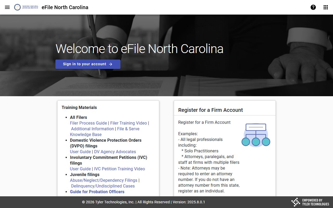 Wake County Clerk of Superior Court File and Serve eFiling