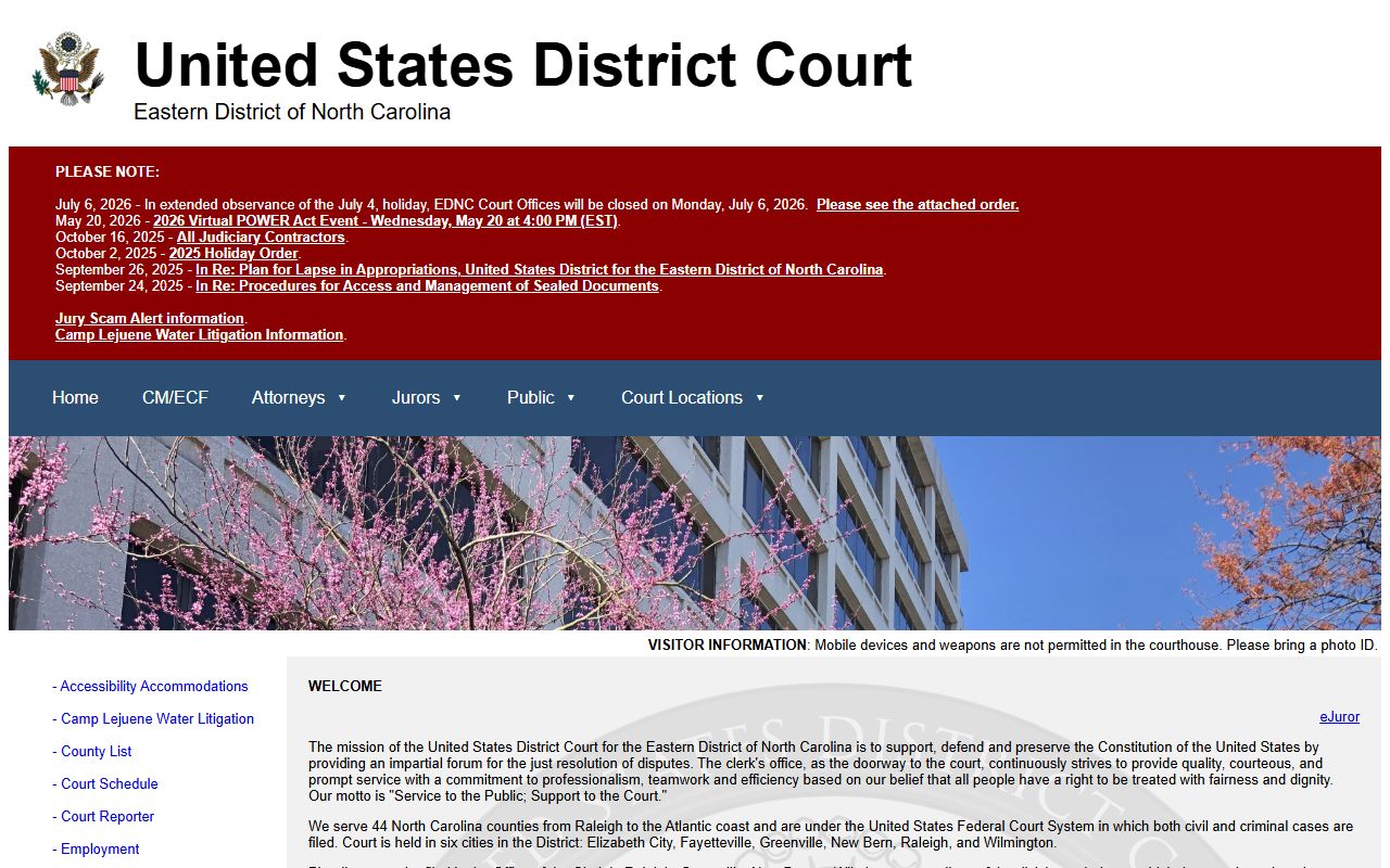 Wake County court dockets Eastern District court source