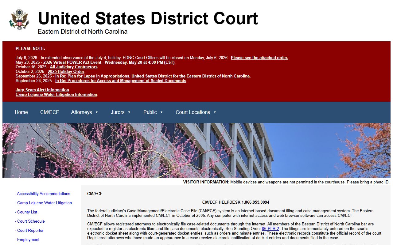 Wake County court dockets federal CM ECF information