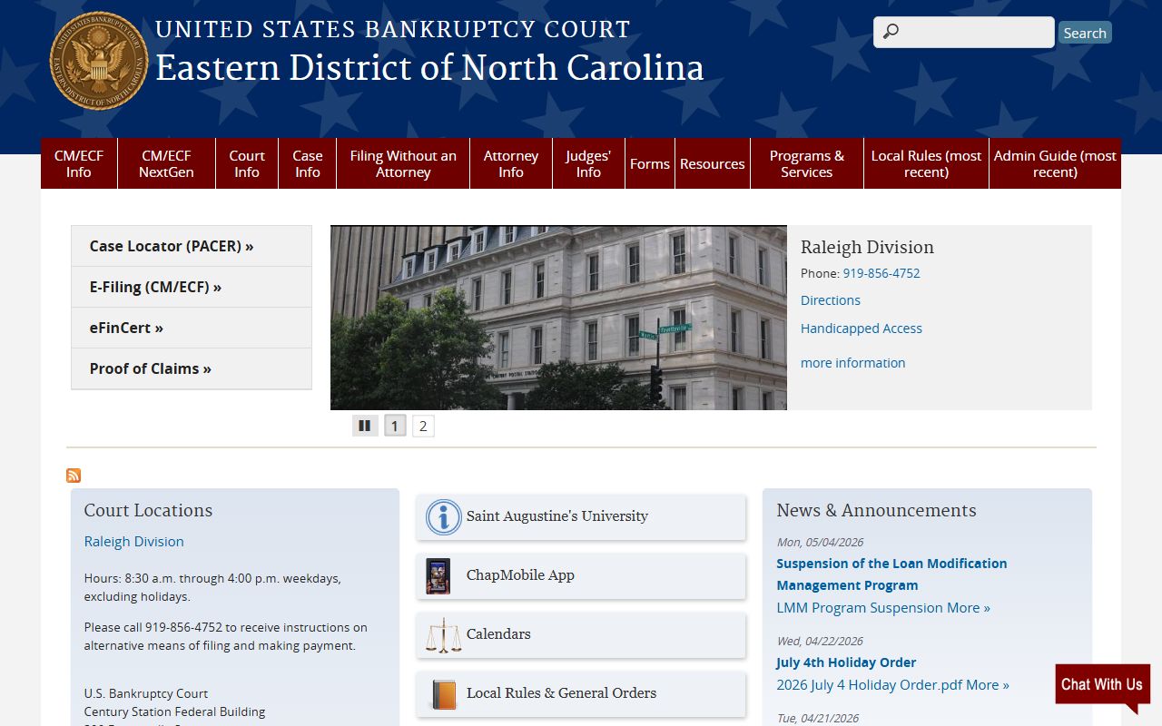 Wake County court dockets bankruptcy court source