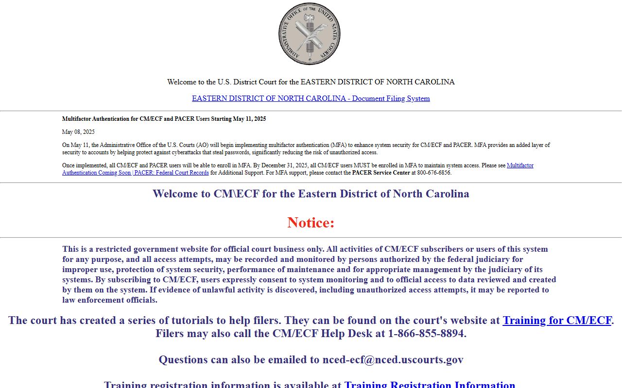 Wake County court dockets CM ECF login comparison