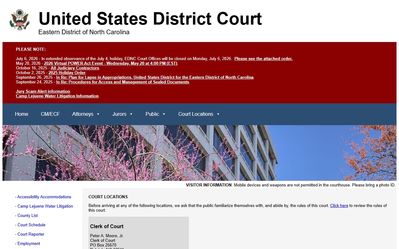 Wake County Superior Court Raleigh federal courthouse distinction