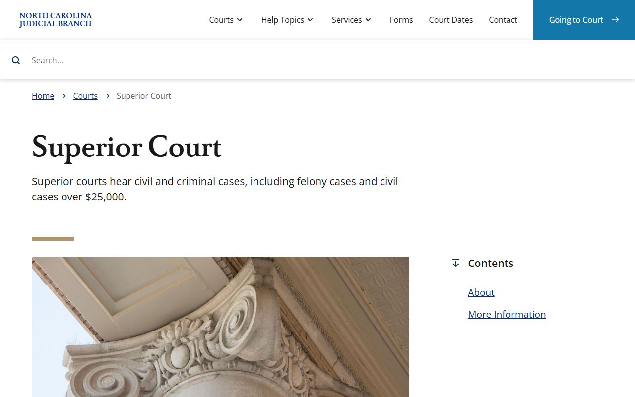 Wake County Superior Court jurisdiction page