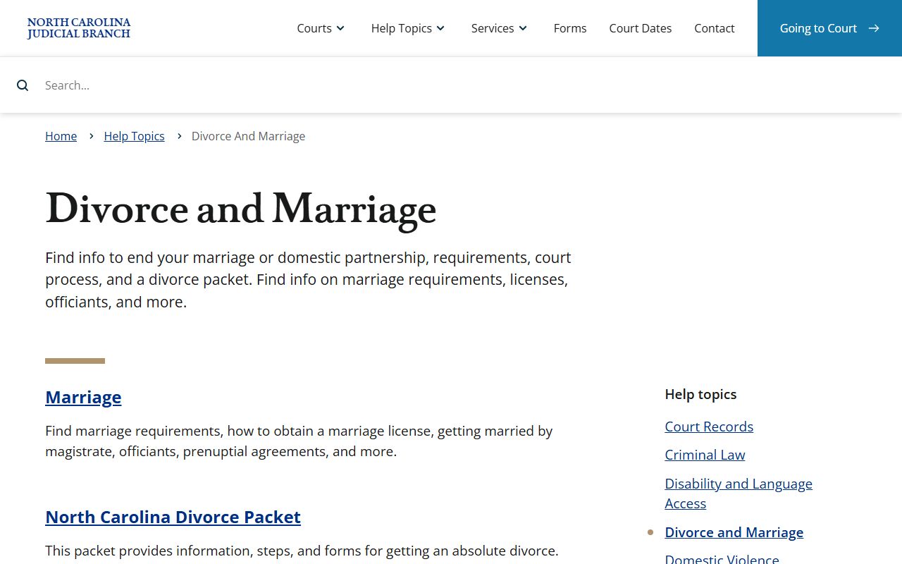Wake County marriage and divorce records North Carolina court help