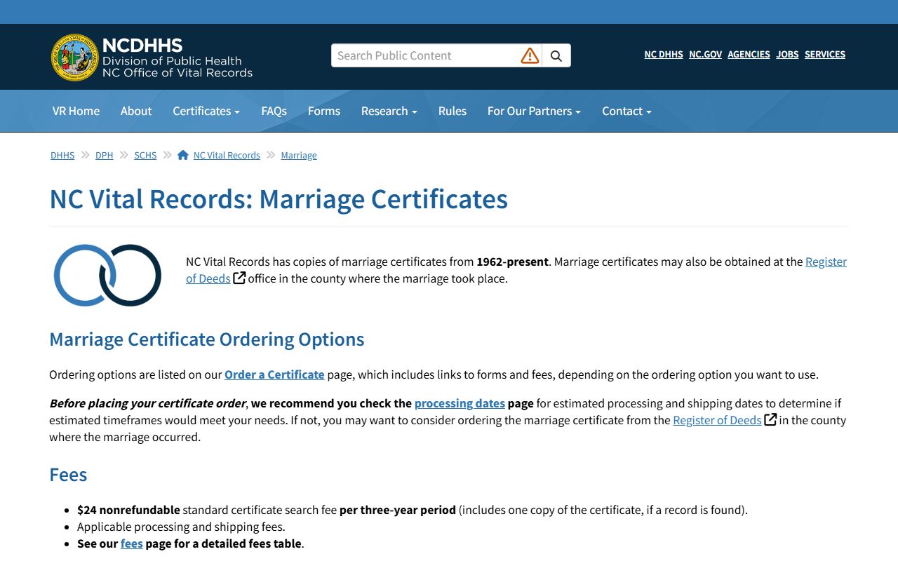 Wake County marriage records North Carolina Vital Records marriage certificates