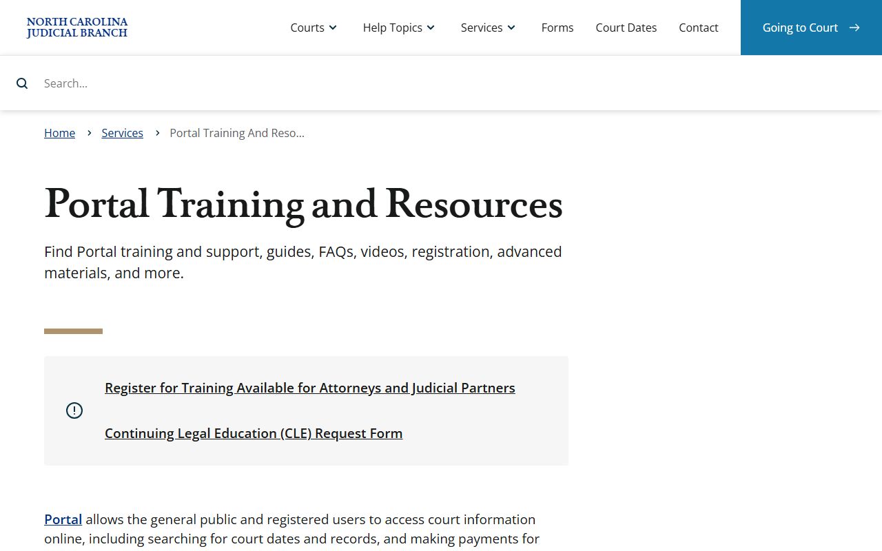 Wake County court records Portal training and search resources