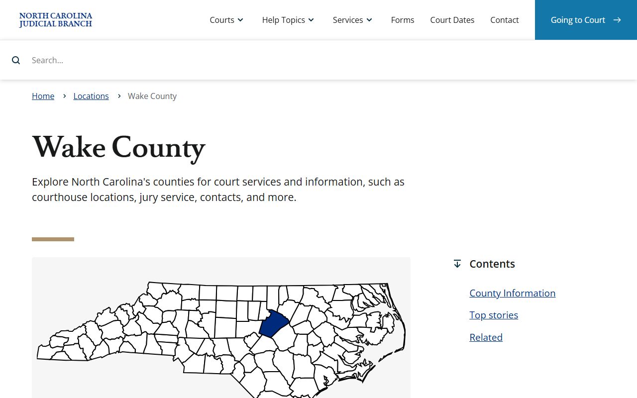 Wake County court records Judicial Branch landing page