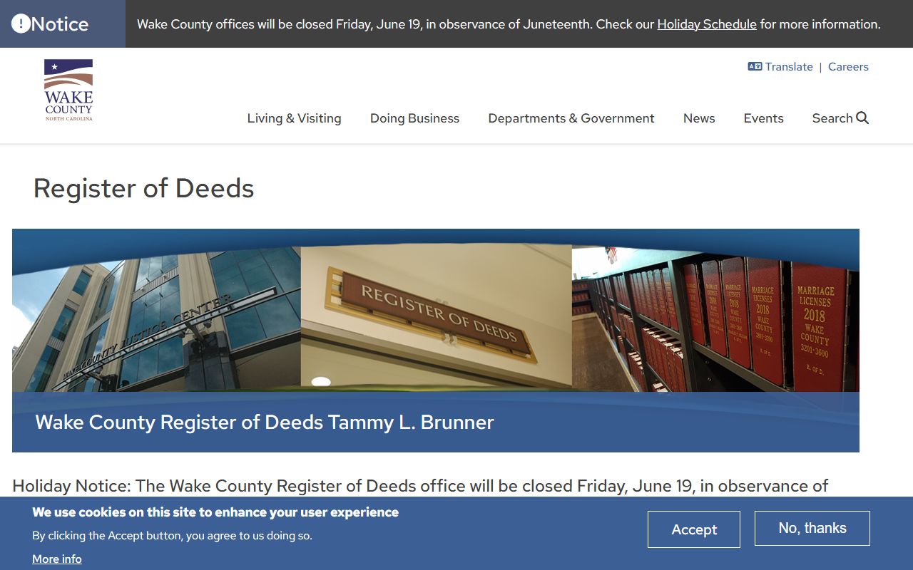 Wake County court records Register of Deeds home