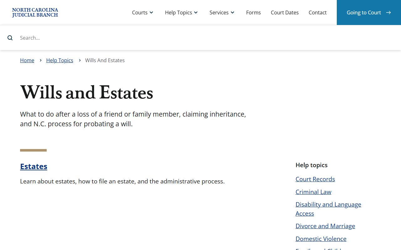 Wake County probate records wills and estates help topic