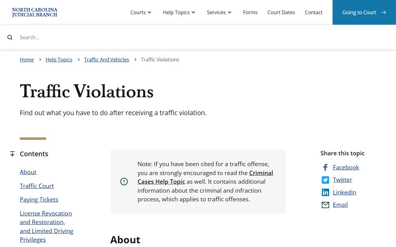 Wake County traffic court records North Carolina traffic violations help