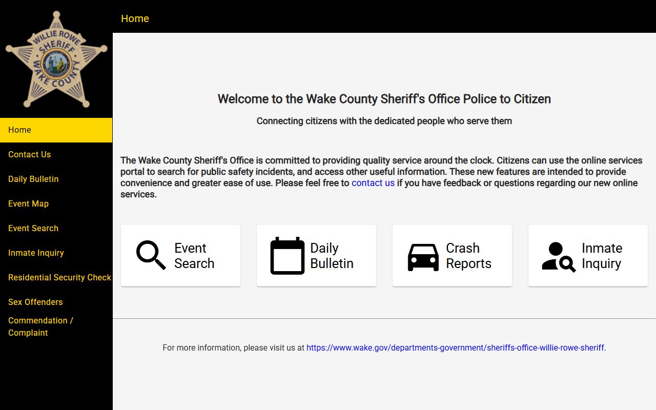 Wake County warrant records Police-to-Citizen portal